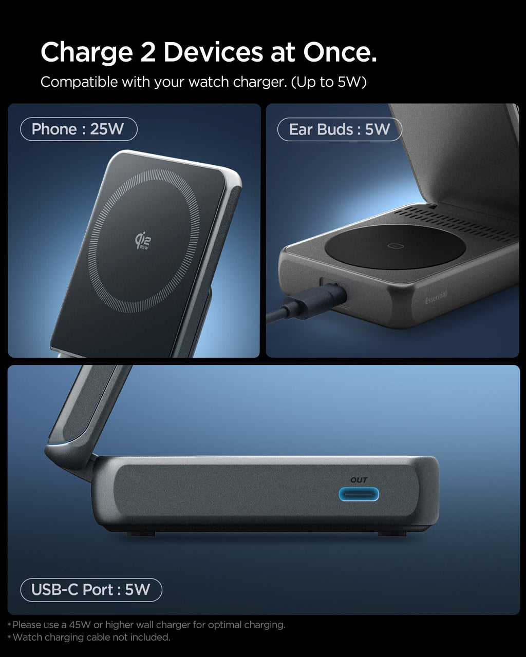 2-in-1 Magnetic Qi2.2 Wireless Charger | EF302MOQ (Mag Fit)