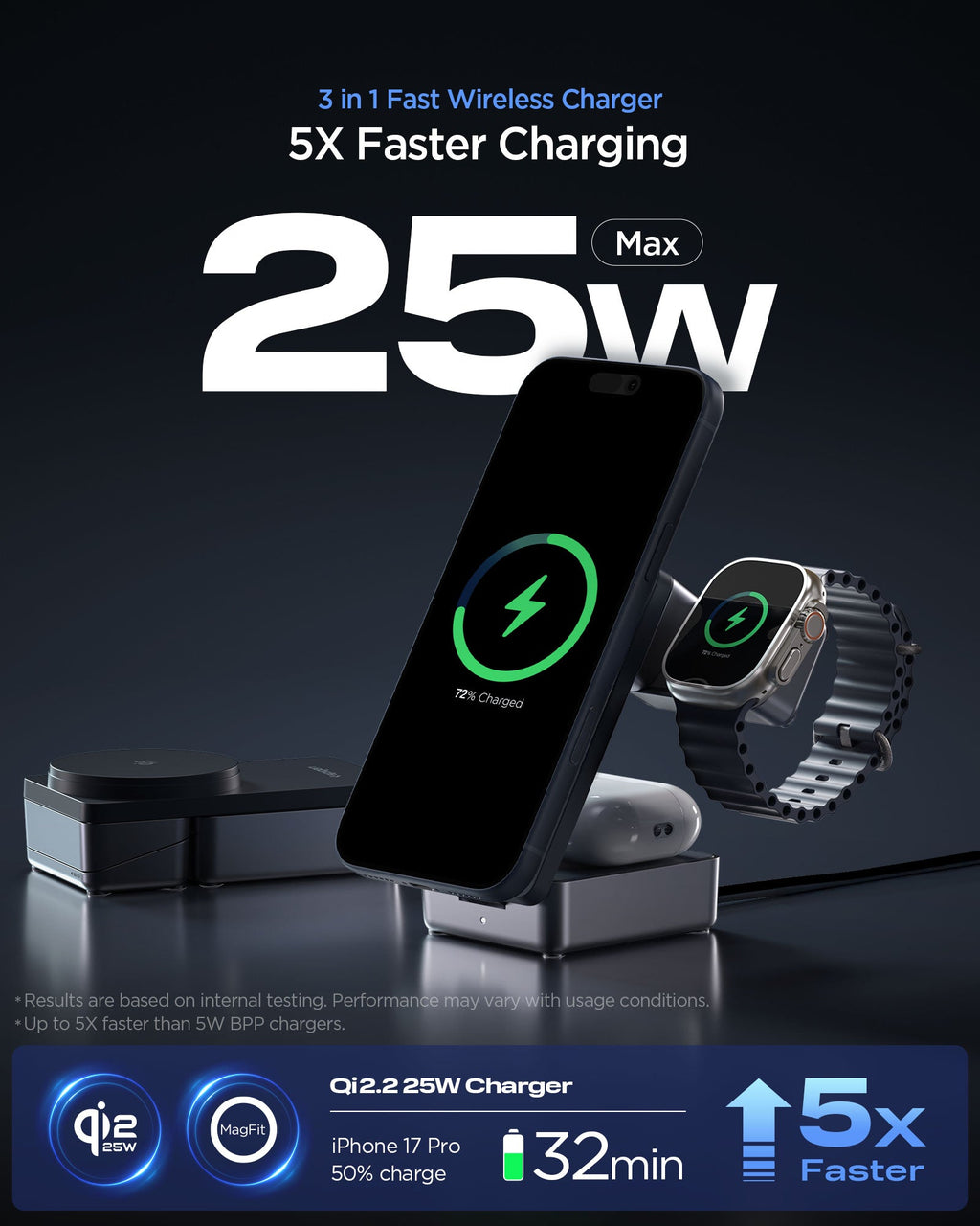 Foldable Wireless Qi2.2 Charger Stand (Mag Fit) | EF323MQ