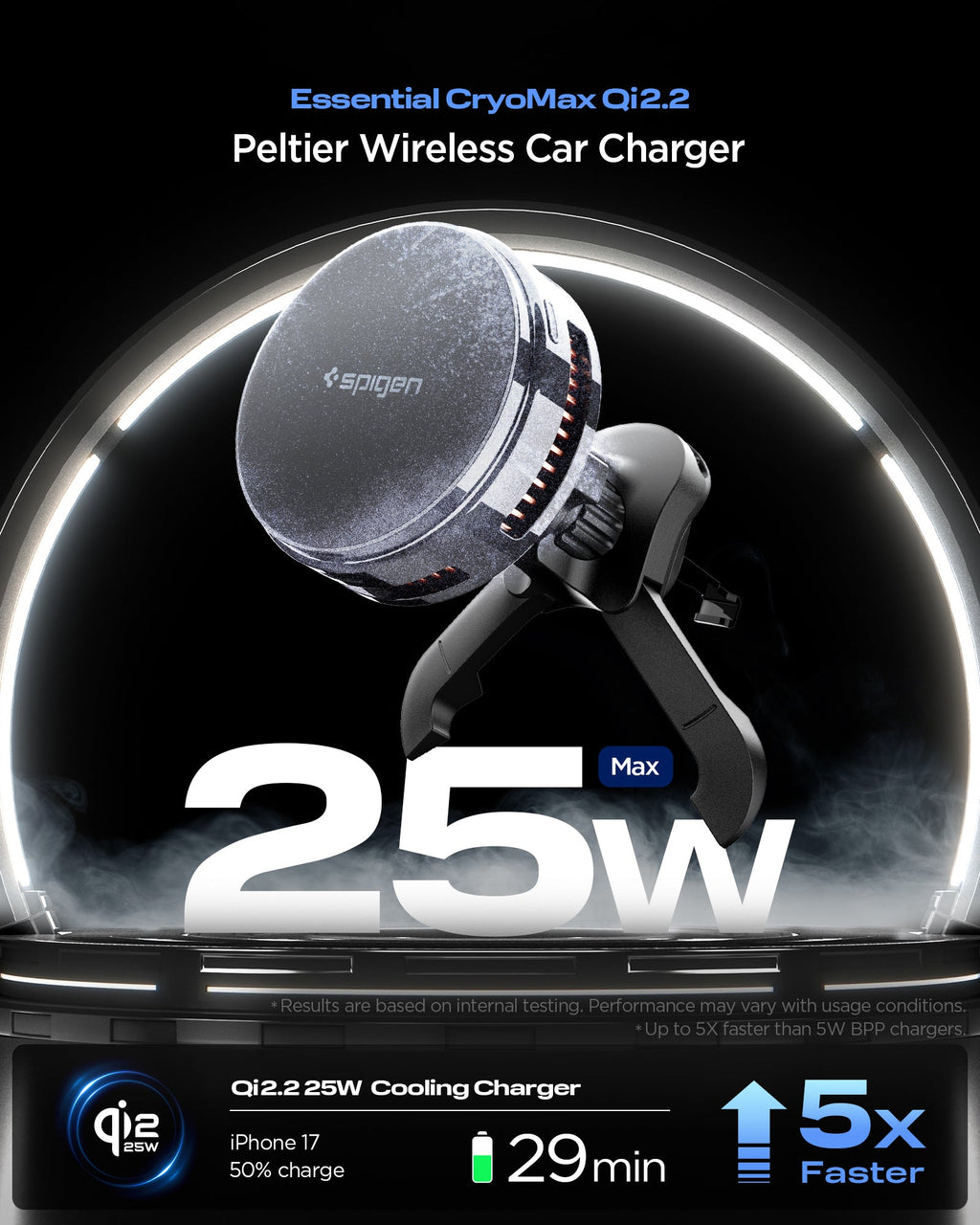Spigen Essential Qi2.2 25W Hook Car Mount (Mag Fit)