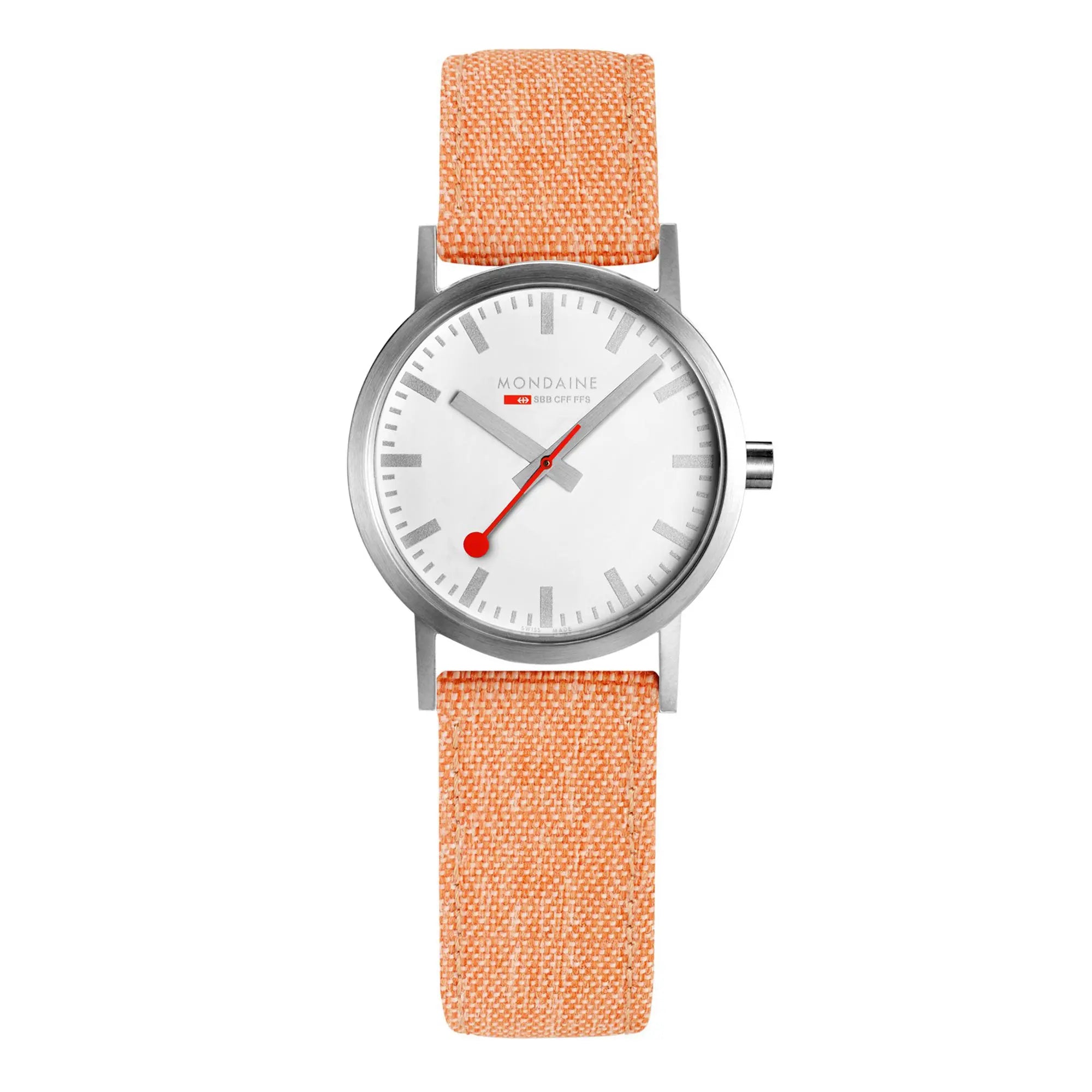 Mondaine Ladies Watch Classic White Orange