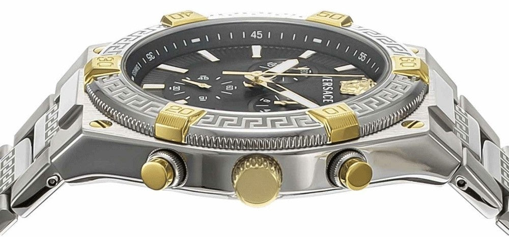 Versace Men's Watch Greca Sporty Chronograph 46mm Black Silver