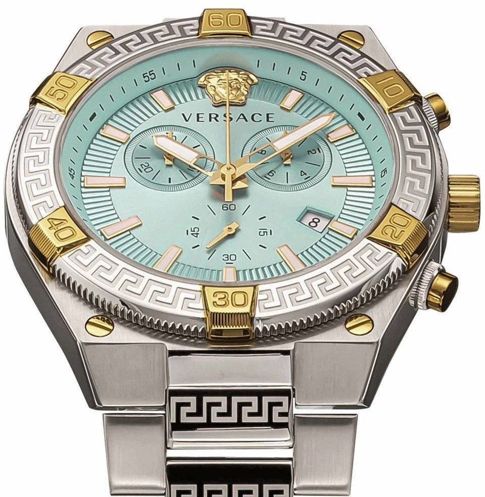 Versace Men's Watch Greca Sporty Chronograph 46mm Blue Turquoise