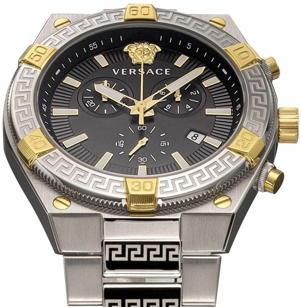 Versace Men's Watch Greca Sporty Chronograph 46mm Black Silver