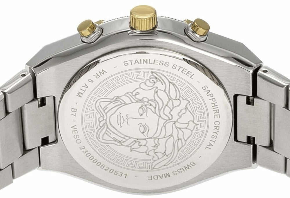 Versace Men's Watch Greca Sporty Chronograph 46mm Black Silver