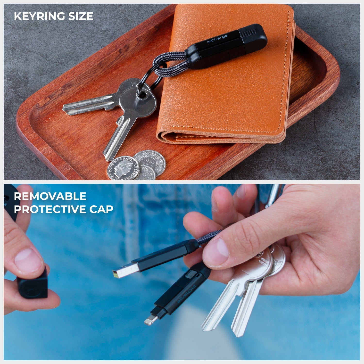 inCharge® X - 100W, 6in1 keyring cable