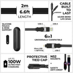 inCharge® XL 2m / 6.6ft - 100W, 6in1 super long cable