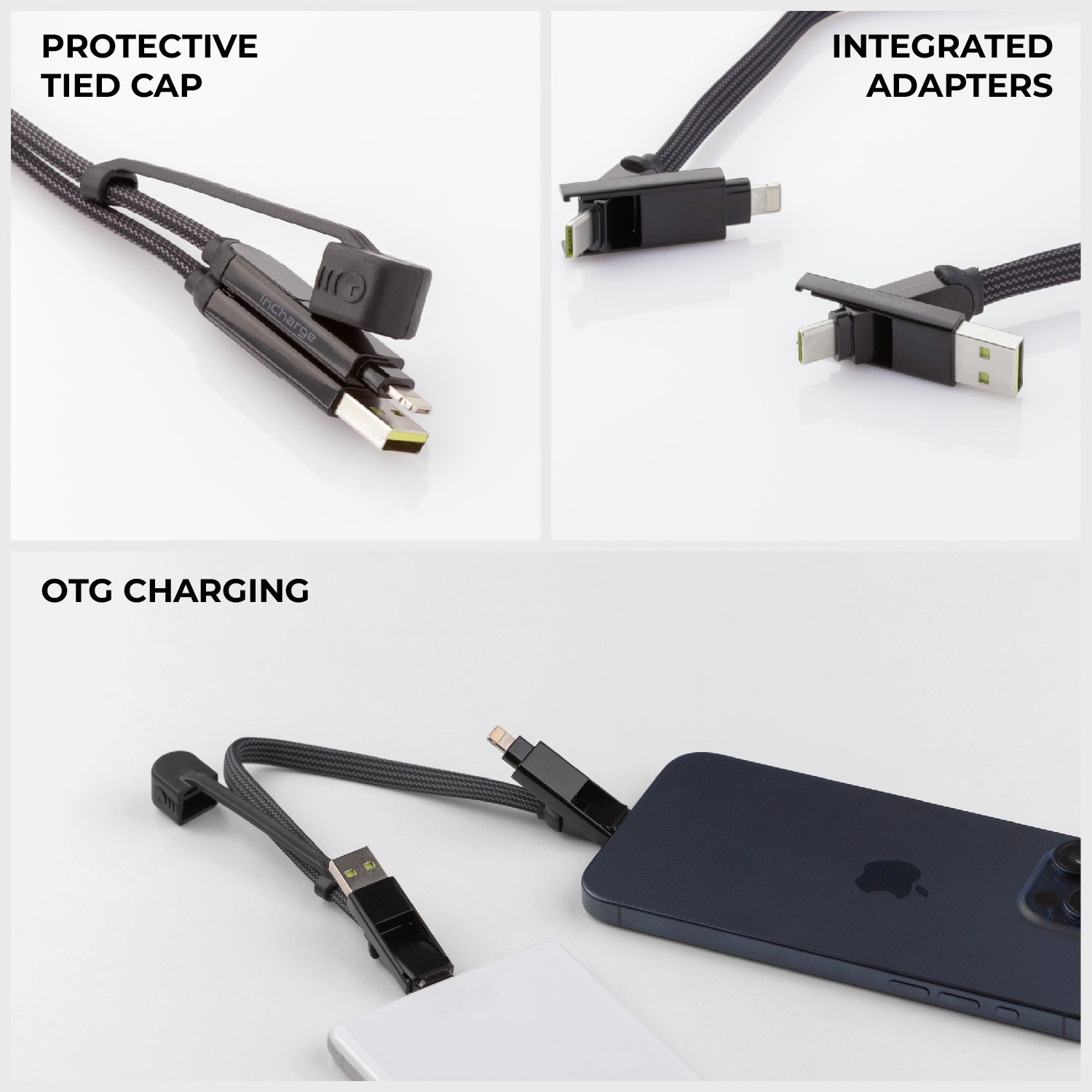 inCharge® XL 30cm / 1ft - 100W, 6in1 travel cable
