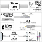 inCharge® XL 30cm / 1ft - 100W, 6in1 travel cable