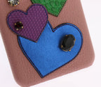 Dolce & Gabbana Leather Heart Crystal Phone Women's Case