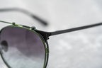 Kris Van Assche Sunglasses Round Shiny Black and Green