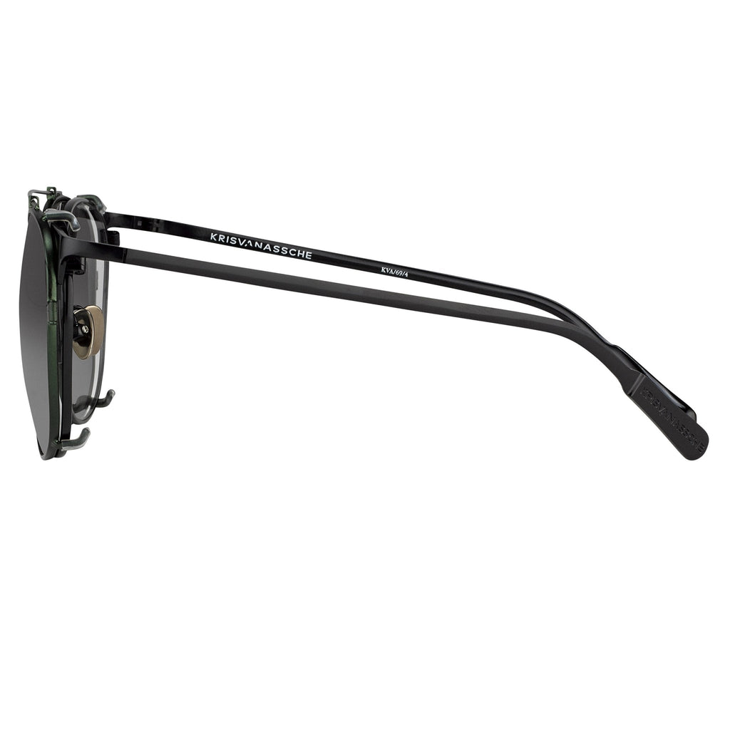 Kris Van Assche Sunglasses Round Shiny Black and Green