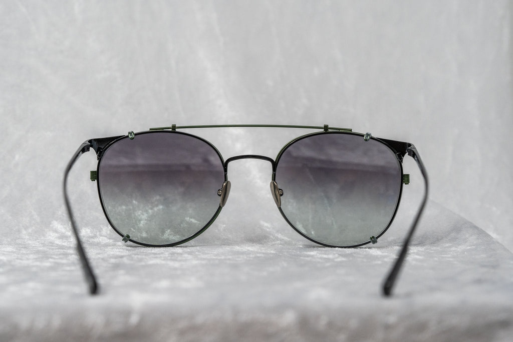 Kris Van Assche Sunglasses Round Shiny Black and Green