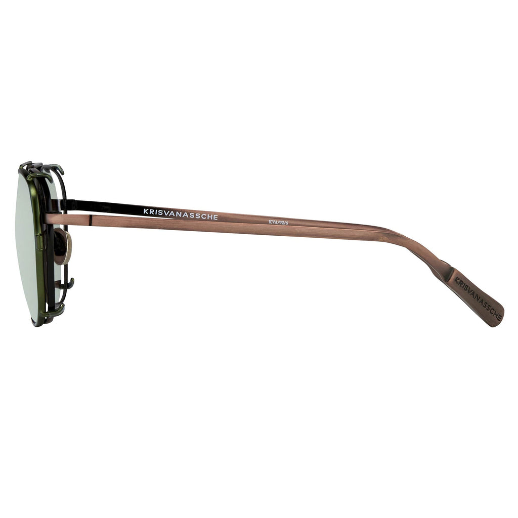 Kris Van Assche Sunglasses Rectangular Matte Bronze and Green
