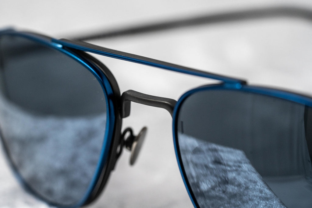 Kris Van Assche Sunglasses Rectangular Matte Black and Blue