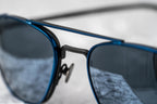 Kris Van Assche Sunglasses Rectangular Matte Black and Blue
