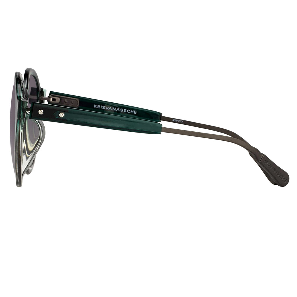 Kris Van Assche Men's Sunglasses Round Green and Grey