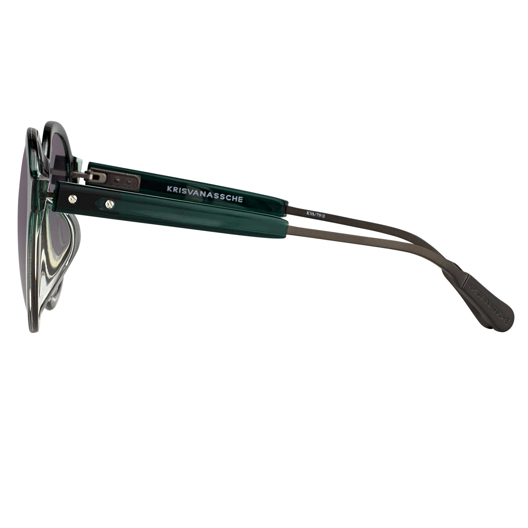 Kris Van Assche Men's Sunglasses Round Green and Grey