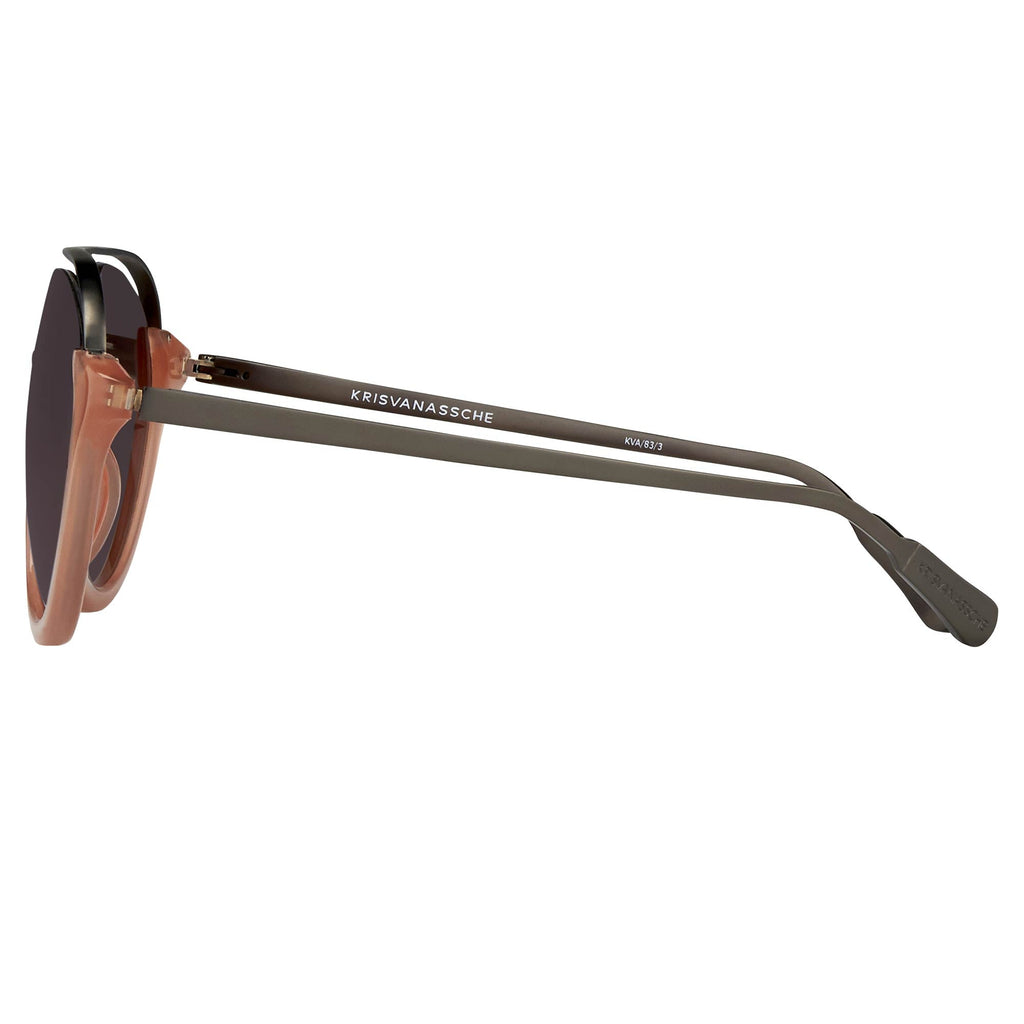 Kris Van Assche Sunglasses Double Bridge Round Apricot and Brown
