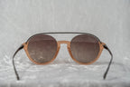 Kris Van Assche Sunglasses Double Bridge Round Apricot and Brown