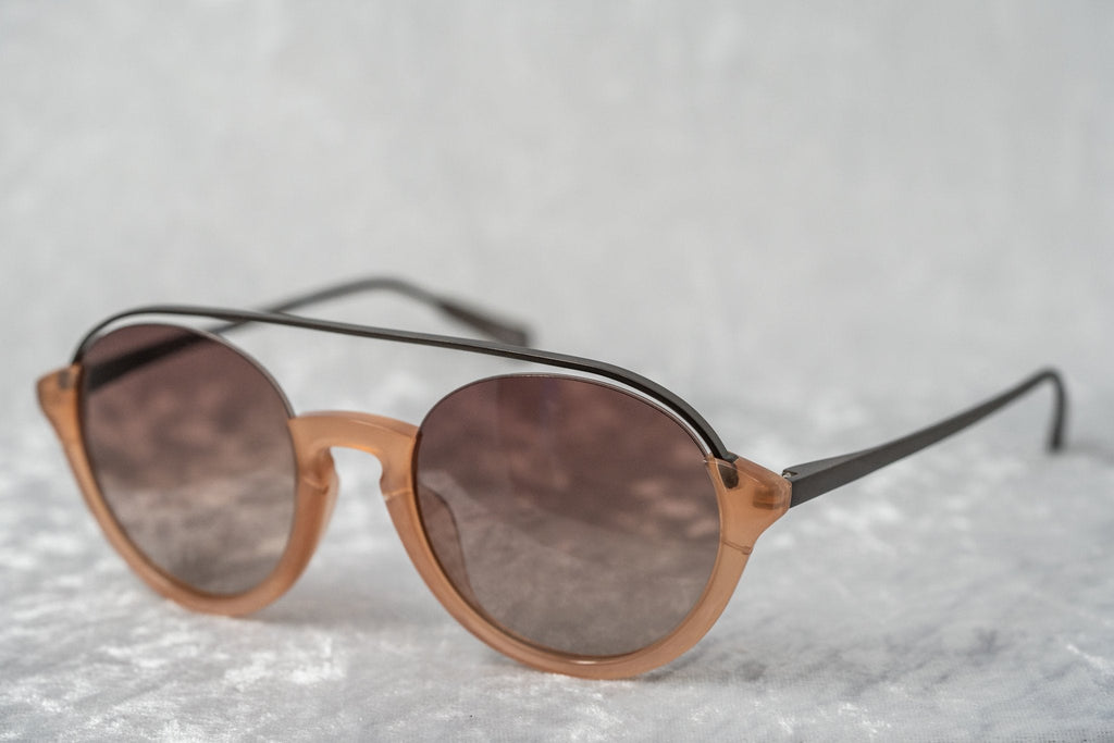 Kris Van Assche Sunglasses Double Bridge Round Apricot and Brown