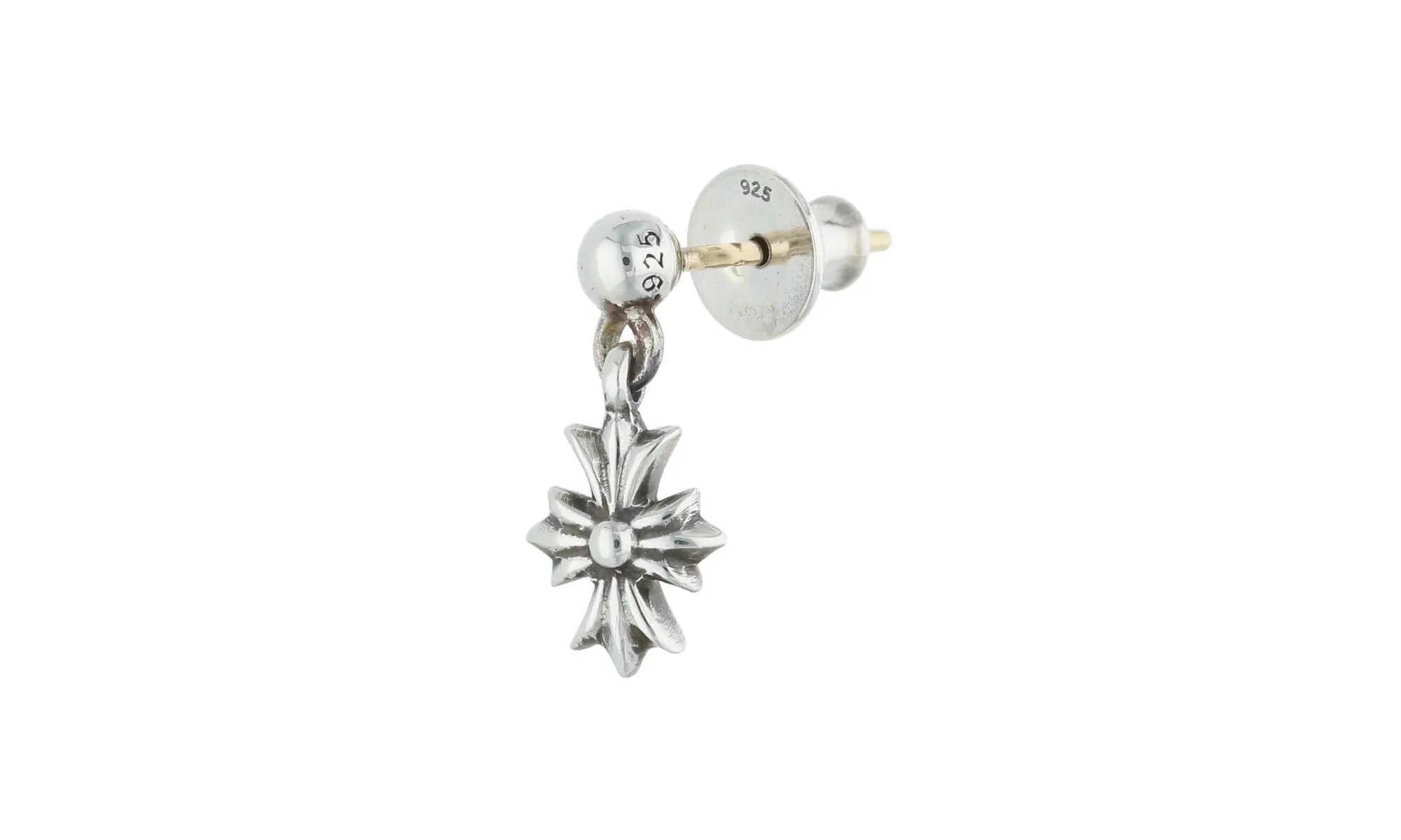 TINY E CROSS EARRING DROP STERLING SILVER "SINGLE EARRING" CHRM0682