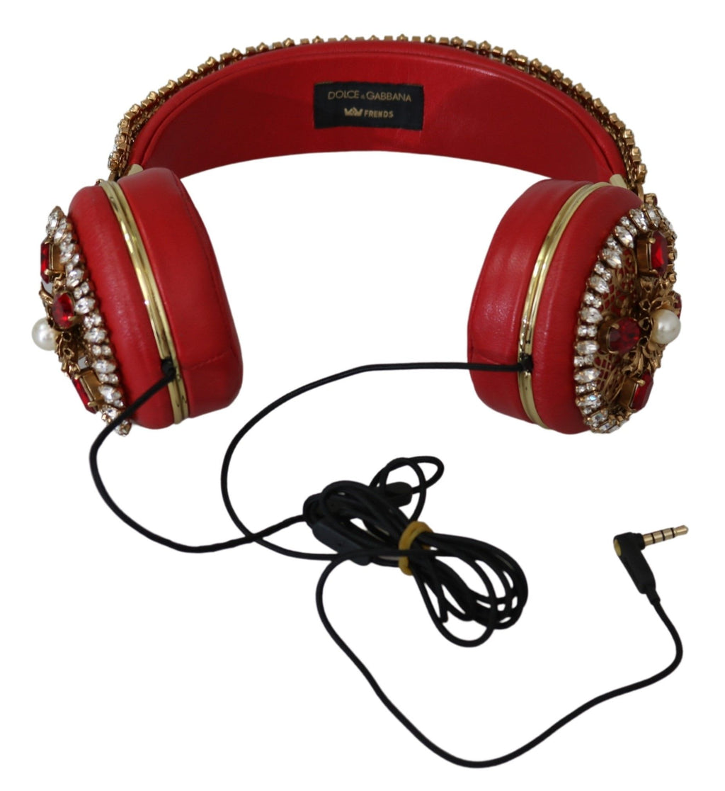 Dolce & Gabbana FRENDS Leather Floral Crystal Headset Women's Headphones