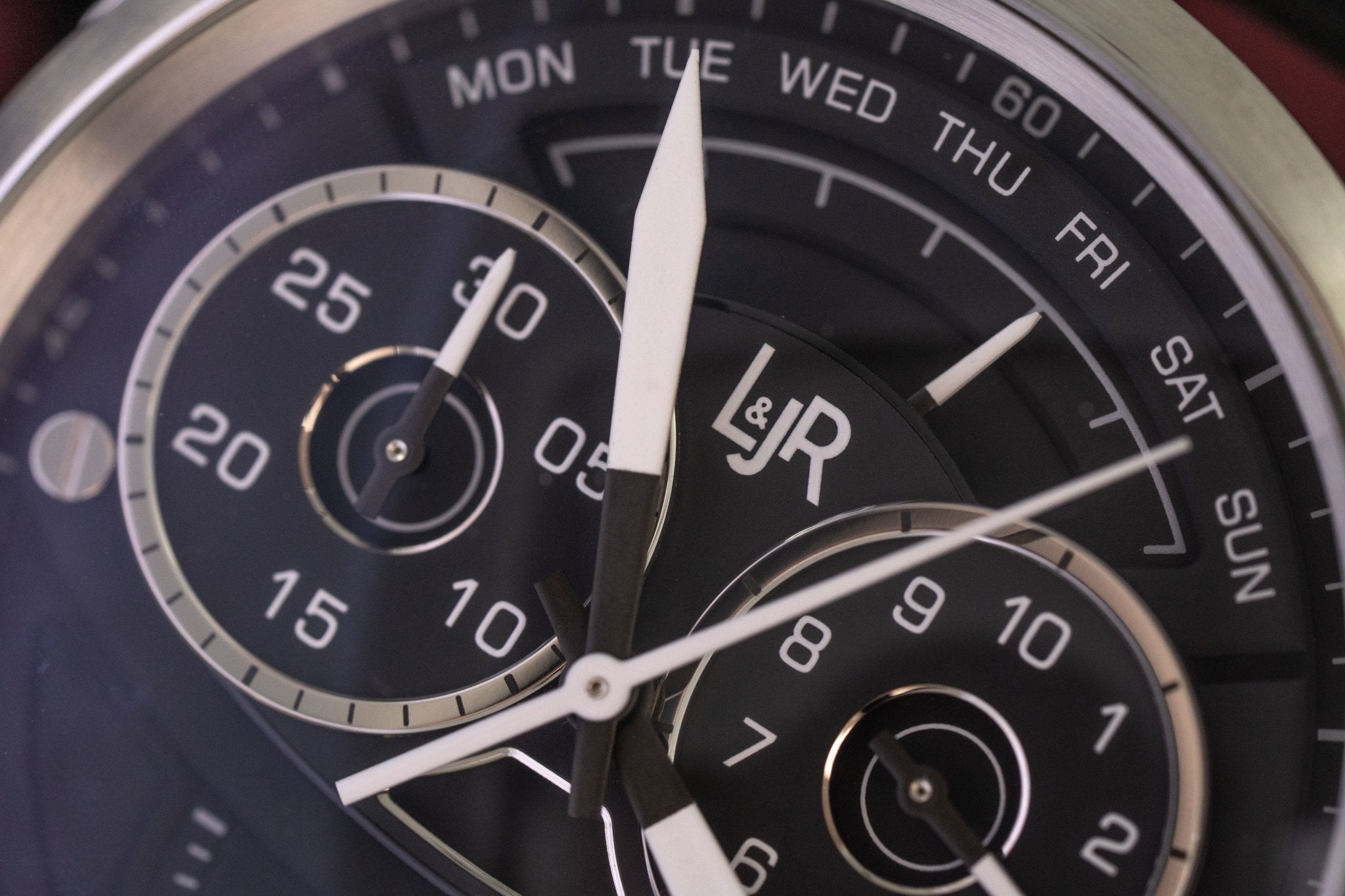 L&Jr Men's Watch Chronograph Day and Date Black