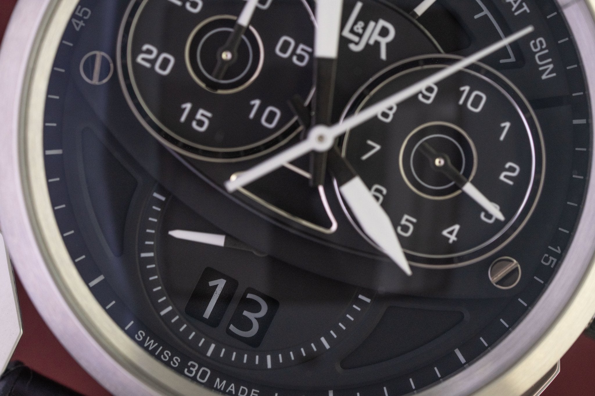 L&Jr Men's Watch Chronograph Day and Date Black