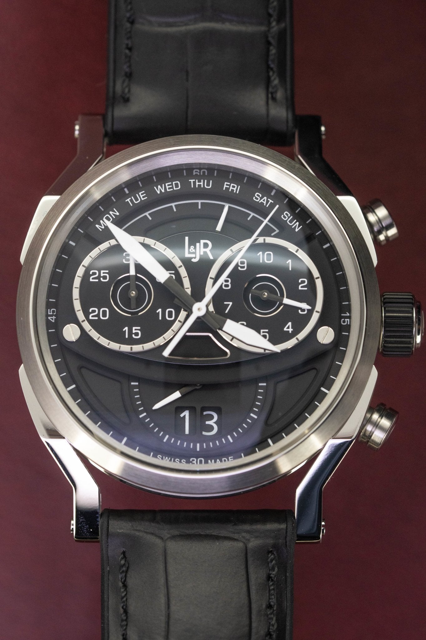 L&Jr Men's Watch Chronograph Day and Date Black