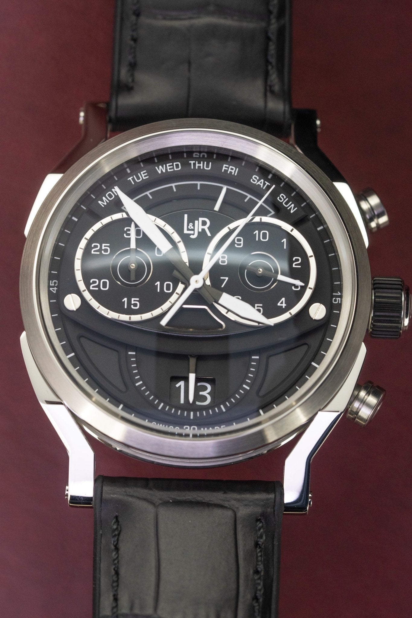 L&Jr Men's Watch Chronograph Day and Date Black