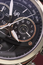 L&Jr Men's Watch Chronograph Day and Date Black