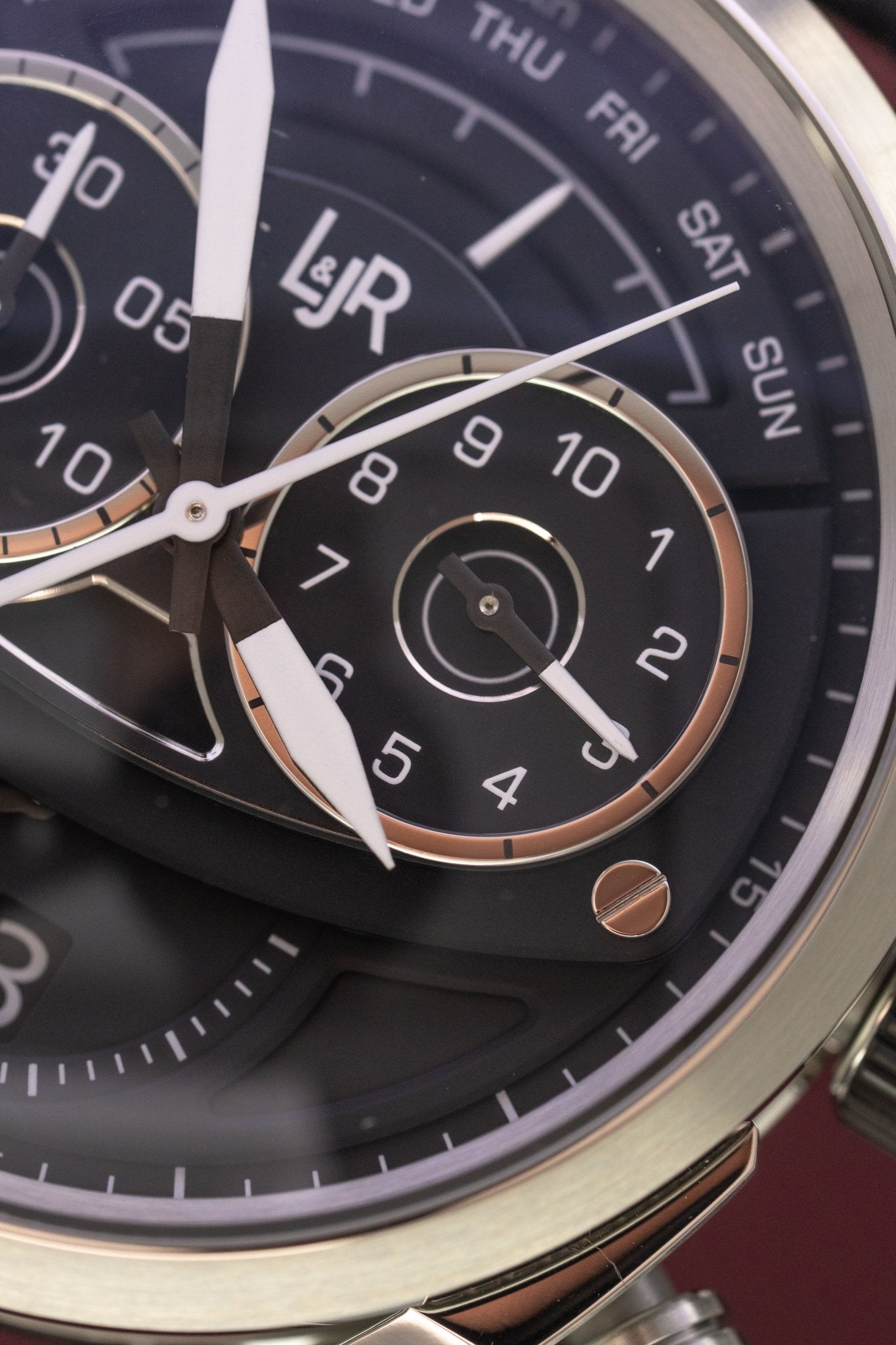 L&Jr Men's Watch Chronograph Day and Date Black