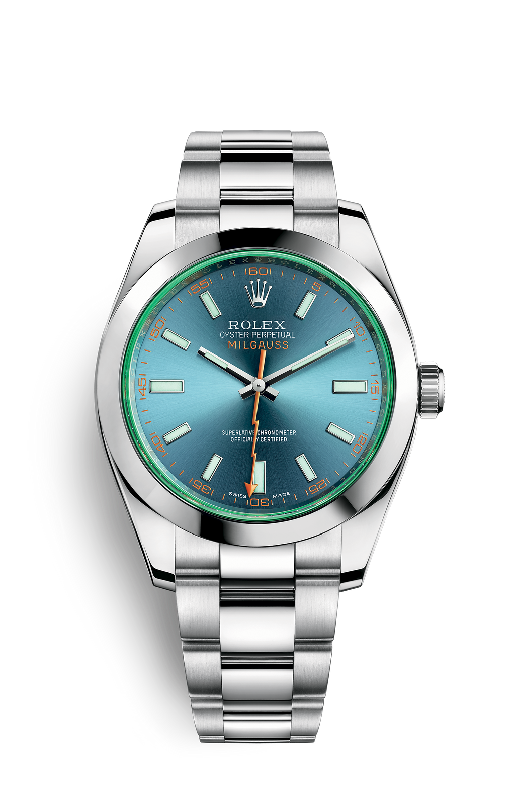 Rolex Steel Milgauss - Smooth Bezel - Blue Dial