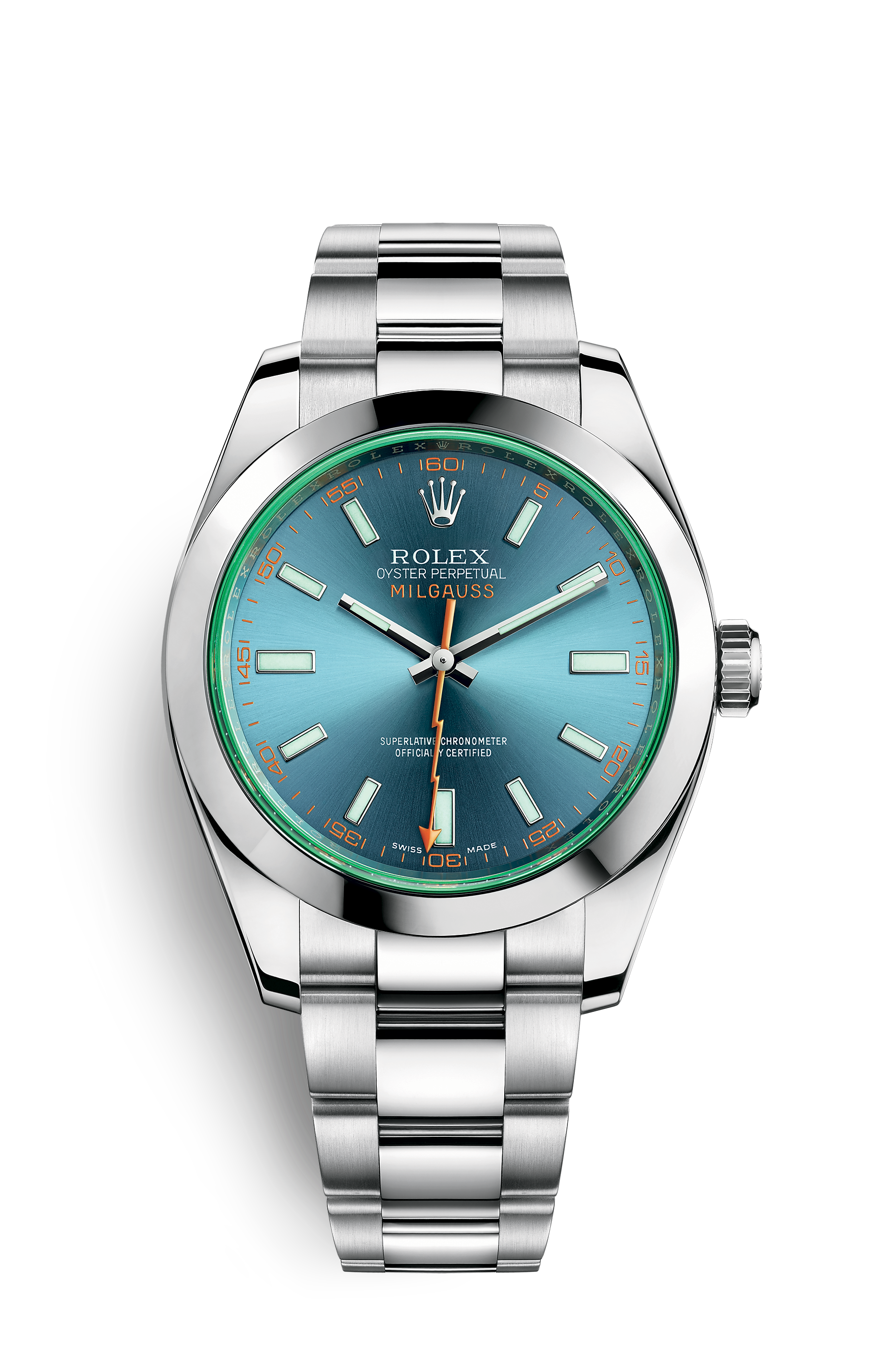 Rolex Steel Milgauss - Smooth Bezel - Blue Dial