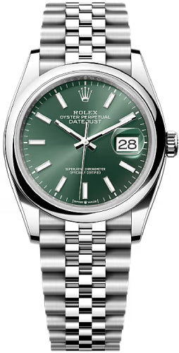 Rolex Oystersteel Datejust 36  - Mint Green Index Dial - Jubilee Bracelet - 126200Gjb