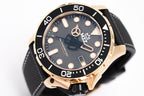 M2Z Men's Watch Diver 200 Black IP Rose Gold