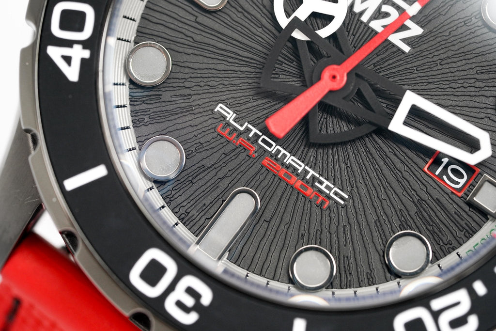 M2Z Men's Watch Diver 200 Red IP Gun
