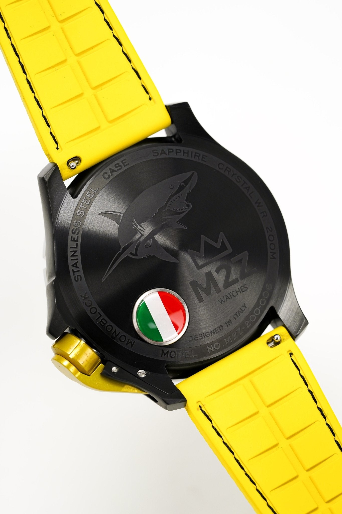 M2Z Men's Watch Diver 200 Yellow IP Black