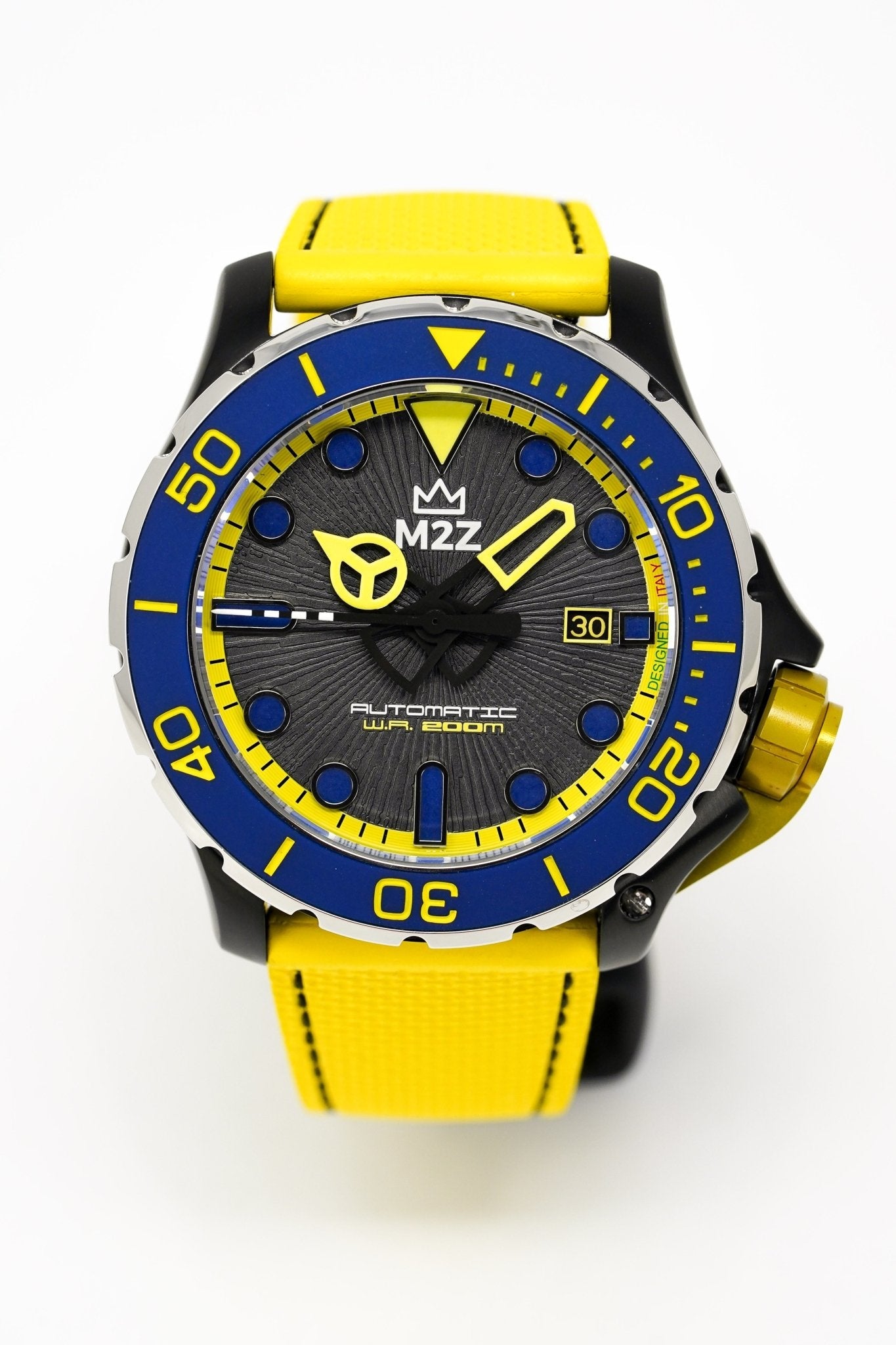 M2Z Men's Watch Diver 200 Yellow IP Black