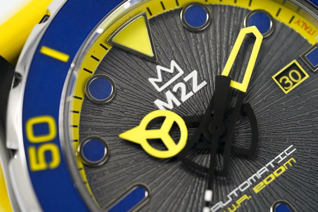 M2Z Men's Watch Diver 200 Yellow IP Black