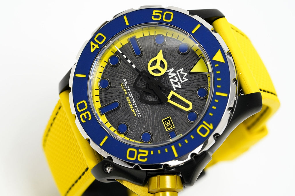 M2Z Men's Watch Diver 200 Yellow IP Black