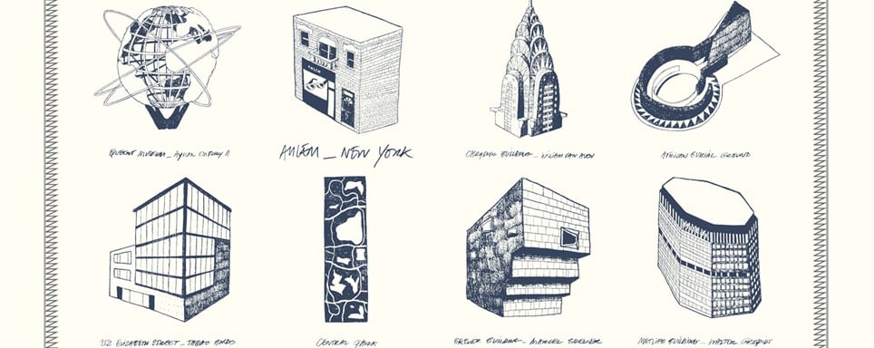 Ahlem AHLEM Large cleaning cloth NEW YORK landmarks