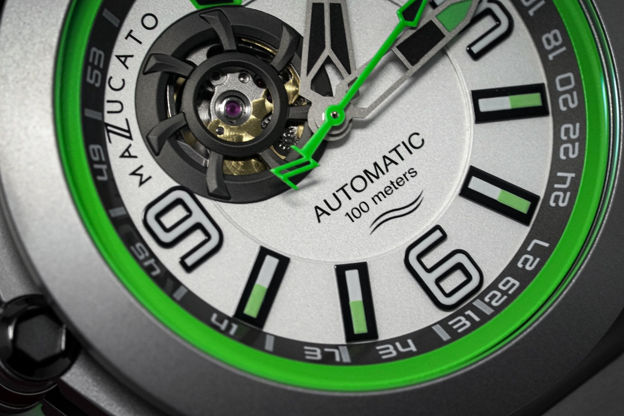 Mazzucato Automatic Reversible Watch Scuba White Green