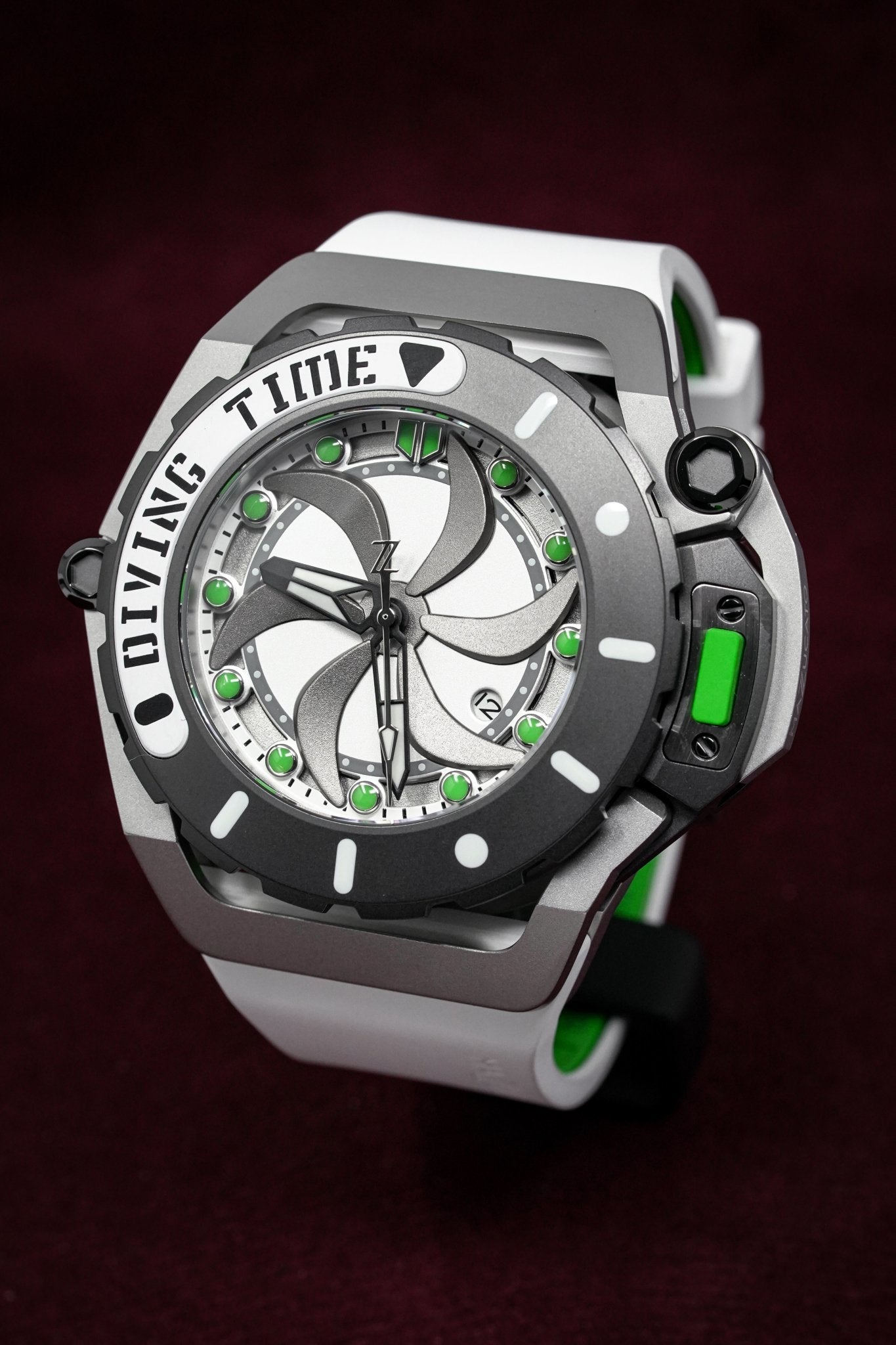 Mazzucato Automatic Reversible Watch Scuba White Green