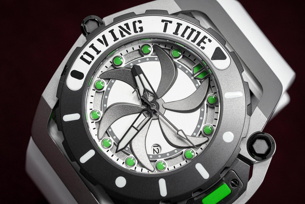 Mazzucato Automatic Reversible Watch Scuba White Green