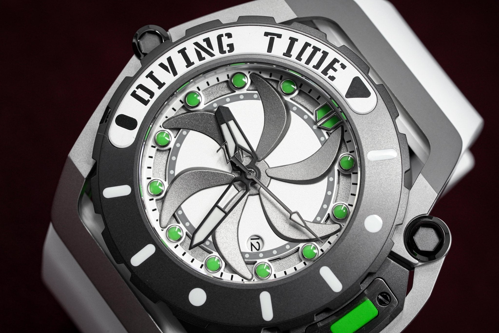 Mazzucato Automatic Reversible Watch Scuba White Green