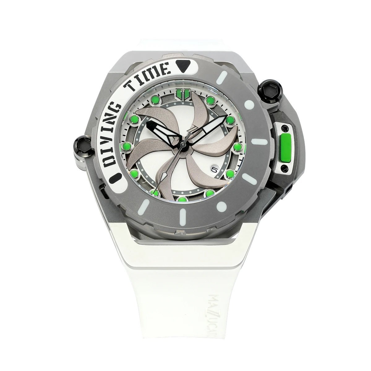 Mazzucato Automatic Reversible Watch Scuba White Green