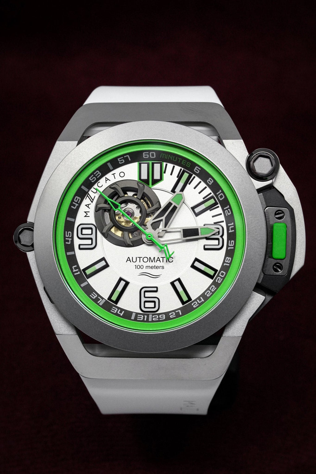 Mazzucato Automatic Reversible Watch Scuba White Green
