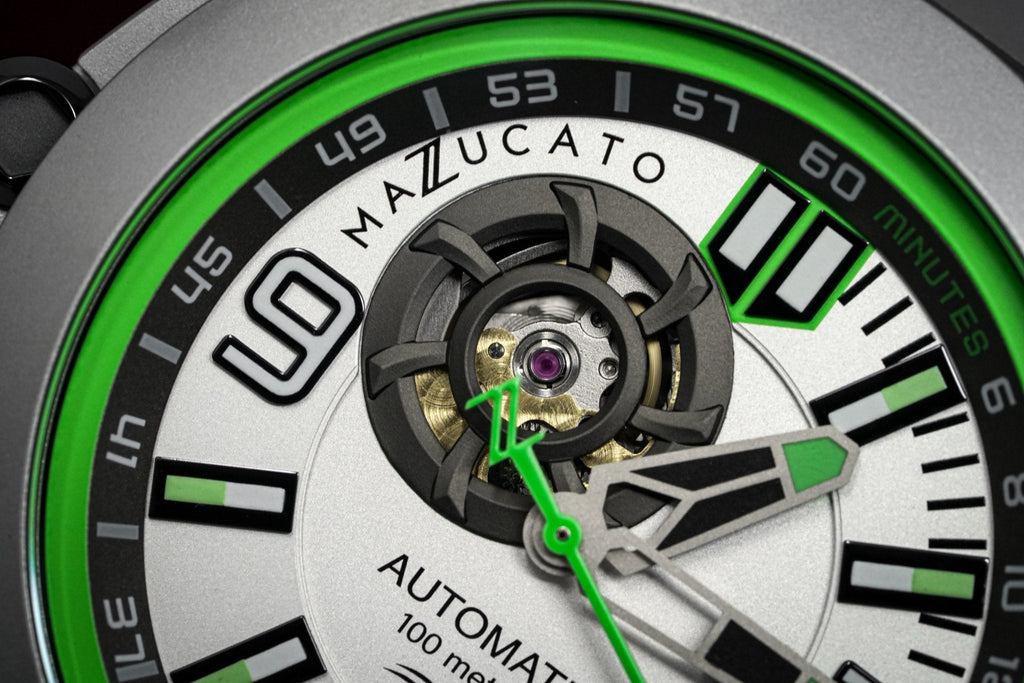Mazzucato Automatic Reversible Watch Scuba White Green