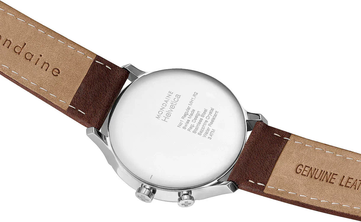 Mondaine Watch Helvetica No1 White Brown